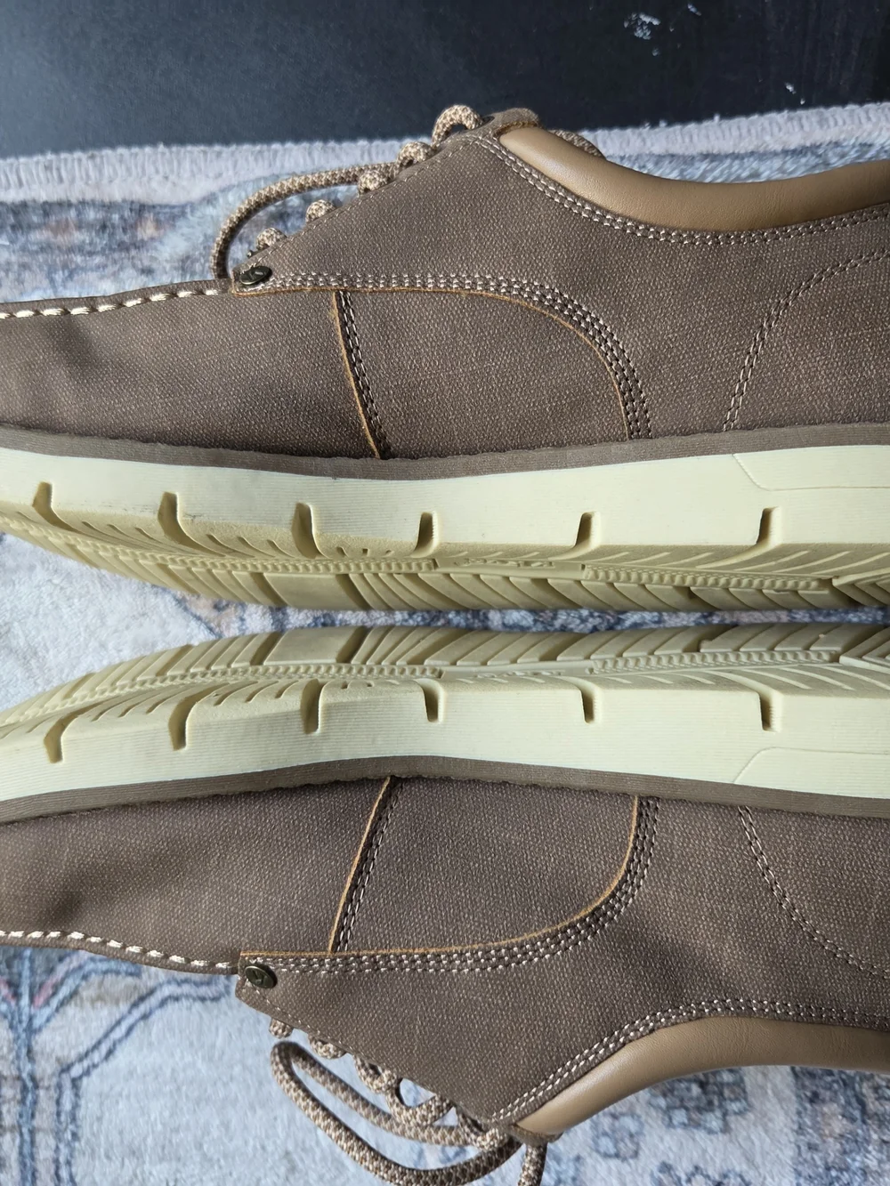 Men's Taupe Canvas Boat Shoes with Contrast Laces